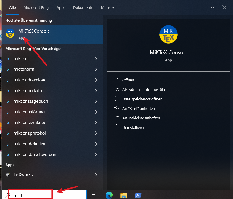 Finding the MiKTeX console